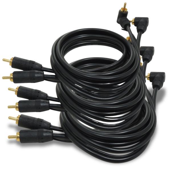 Imagem de 3 Cabos Rca 1 Metro Technoise Série 100 Pro Conector L Preto