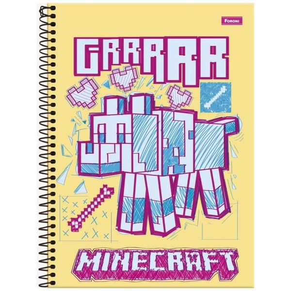 Imagem de 3 Caderno Minecraft Espiral + Brochura 1/4 + Caderno Desenho