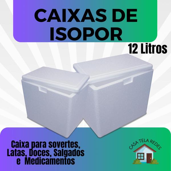 Imagem de 3 Caixas de Isopor EPS 12 litros para Gelo, latas, Bolos de potes, salgados e medicamentos