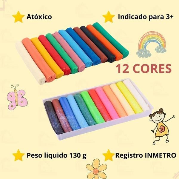 Imagem de 3 Caixas Massinha De Modelar + 1 Glitter Infantil Escolar