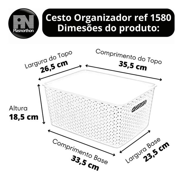 Imagem de 3 Caixas Organizadoras Com Tampa Grande 15 Lts Rattan Verde