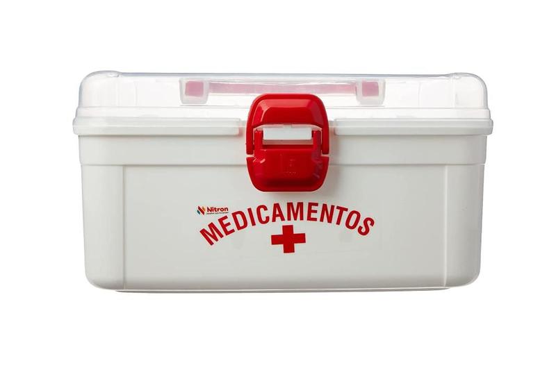 Imagem de 3 Caixas Plástica Organizadora Maleta Remédios  Media Branco