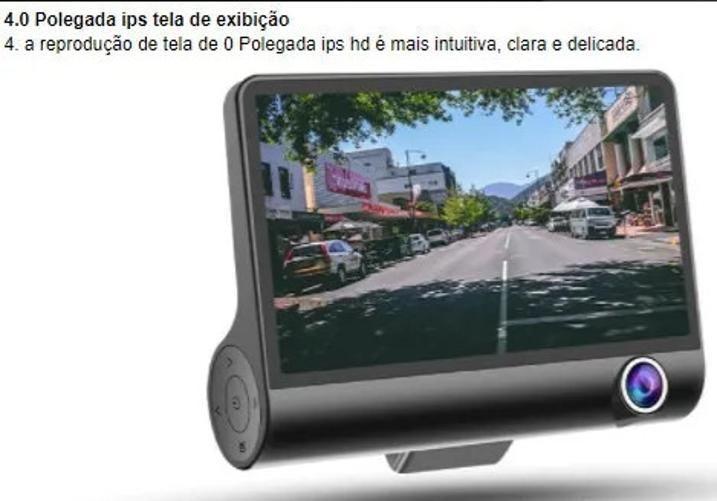 Imagem de 3 Câmeras Filmadora Digital Veicular Dvr Fhd 1080 4 Int Ext