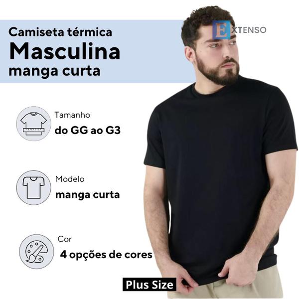 Imagem de 3 Camisetas Térmica Masculina Manga Curta Treino Plus Size