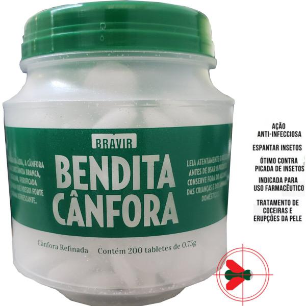 Imagem de 3 Cânfora Aromatizante Repelente  Pragas Pote 200 Tab 0,75g