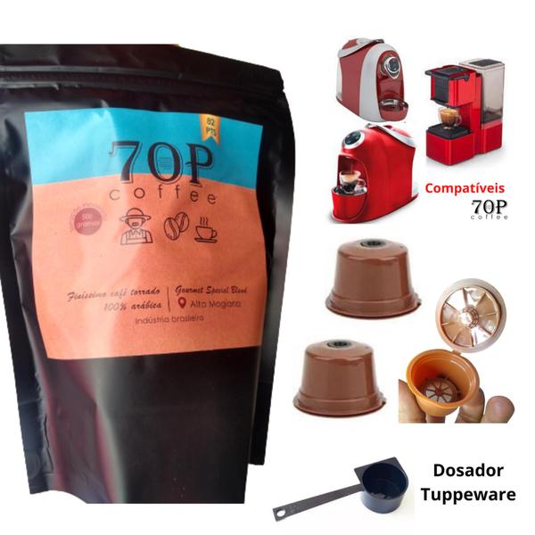 3 capsulas recarregaveis tres corações + Café Gourmet 250 g + Dosador 3 capsulas recarregaveis tres corações + Café Gourmet 250 g + Dosador