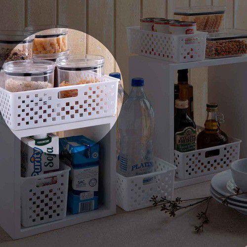 3 Cestas Organizadoras Quadratta branco para gavetas, armários, lavanderias, cozinha, banheiro, quarto - Paramount Imagem de 3 Cestas Organizadoras Quadratta branco para gavetas, armários, lavanderias, cozinha, banheiro, quarto