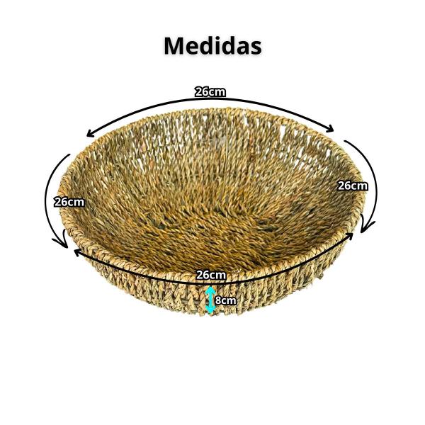 Imagem de 3 Cestos Organizador Ecológico Fibra Natural centro mesa pães frutas  vela plantas toalha cosméticos