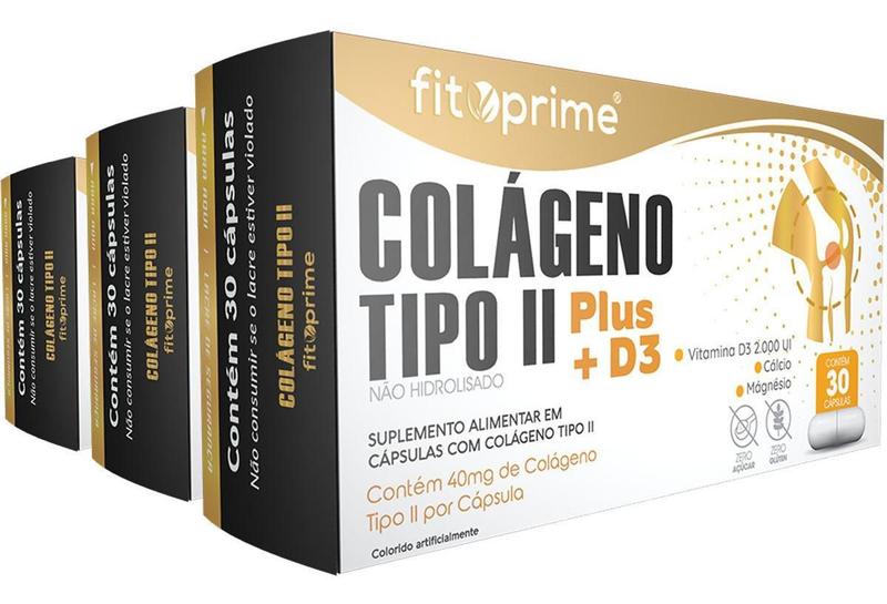 Imagem de 3 Colágeno Tipo 2 Plus + Vitamina D3 40Mg 90Cps Fitoprime