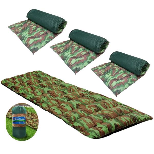 Imagem de 3 Colchonetes Camping Solteiro Trilha Pesca Camuflado  F.a. Colchoes 