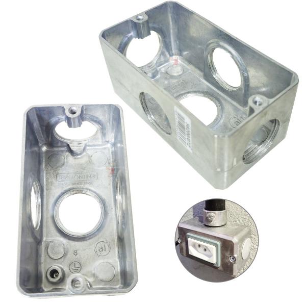 3 Condulete 3/4" Múltiplo Tipo X alumínio galvanizado Tramontina Imagem de 3 Condulete 3/4" Múltiplo Tipo X alumínio galvanizado Tramontina