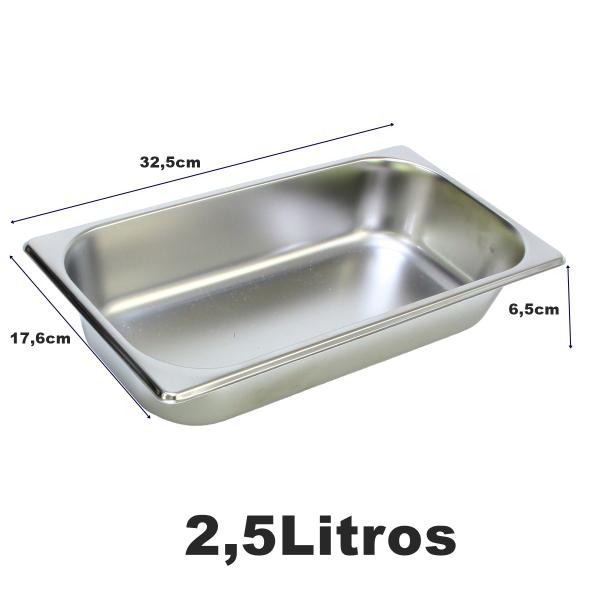 Imagem de 3 Cubas Gastronomica Inox 1/ 3 32,5x17,5x6,5cm Buffet Restaurante Comida Ke Home 3245-6