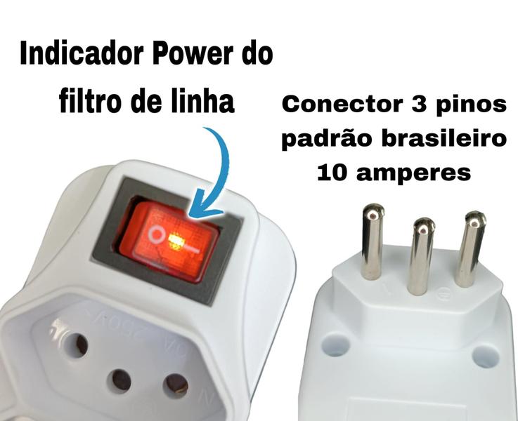 Imagem de 3 Dispositivos Tomada C/Proteção Surtos Elétricos De Energia