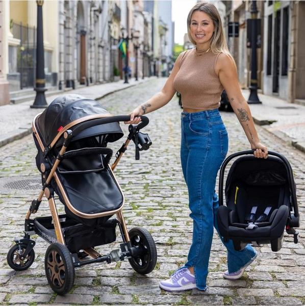 Imagem de 3 Em 1 Carrinho Bebê Supremo + Bebê Conforto - Club Baby - Preto / Envio Rápido