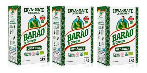 Imagem de 3 Erva Mate Chimarrão BARÃO ORGÂNICA Vácuo Sem Glúten 1 kg