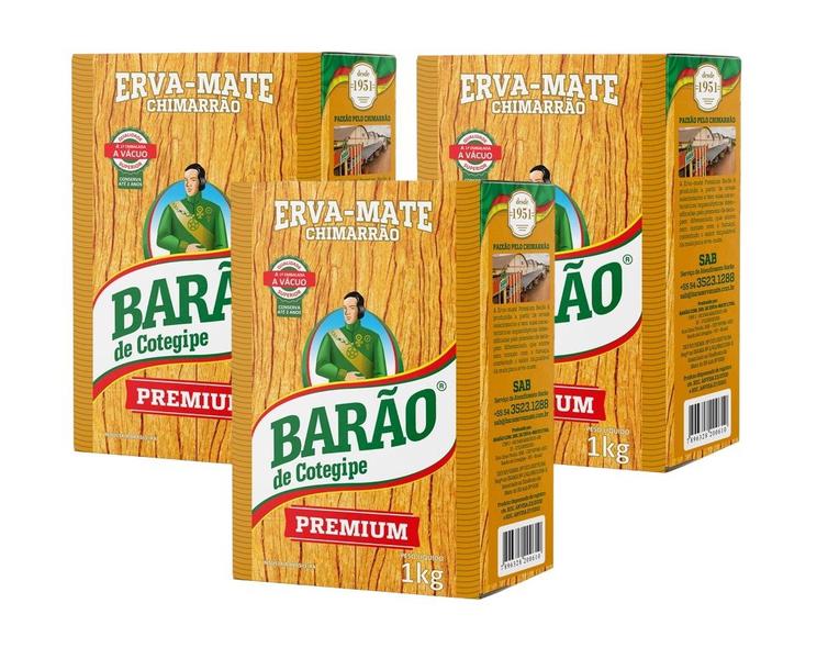 3 Erva Mate Chimarrão BARÃO PREMIUM VÁCUO Sem Açúcar 1 Kg - Barão de Cotegipe Imagem de 3 Erva Mate Chimarrão BARÃO PREMIUM VÁCUO Sem Açúcar 1 Kg