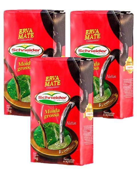 Imagem de 3 Erva Mate Chimarrão SCHNEIDER MOÍDA GROSSA PREMIUM 1kg