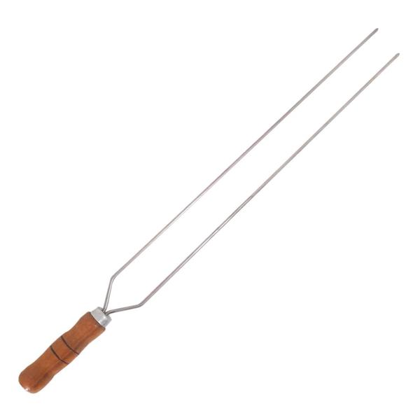 Imagem de 3 Espetos Duplo 60cm De Inox Com Cabo Madeira - Churrasco