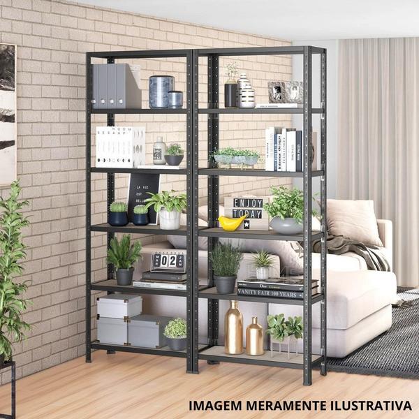 3 Estante Para Livros Sala Almoxarifado Multiuso De Aço 6 Prateleiras 60cm Reforçada Armário Para Organização Quarto Escritório - D'DUZZA MIX Imagem de 3 Estante Para Livros Sala Almoxarifado Multiuso De Aço 6 Prateleiras 60cm Reforçada Armário Para Organização Quarto Escritório