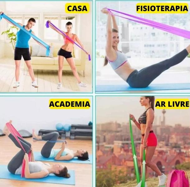 Imagem de 3 Faixas Elástica Thera Band Para Exercício Fisioterapia Pilates Alongamento Yoga 1,5m