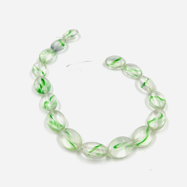 Imagem de 3 Fios de Pedras Oval Transparente Listra Verde 19x14mm