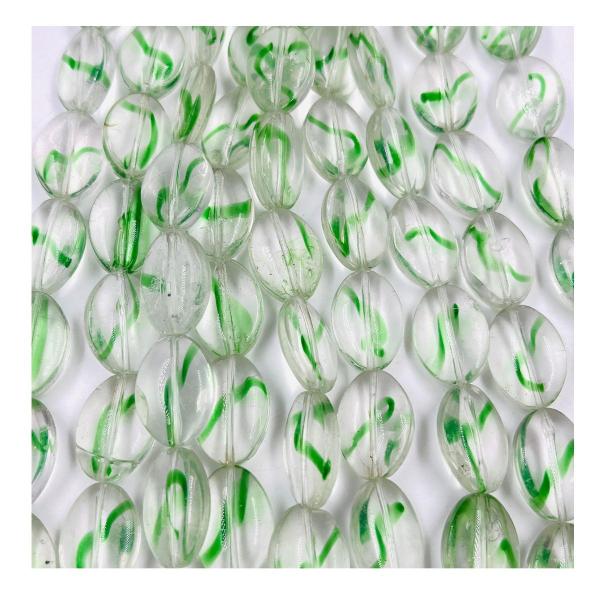 Imagem de 3 Fios de Pedras Oval Transparente Listra Verde 19x14mm