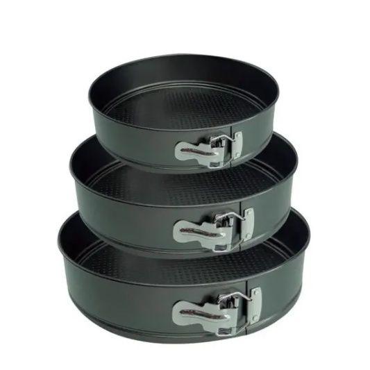 3 Formas Assadeiras Para Bolos Tortas Quiches Antiaderente Fundo Removível Desmontável - Alumínio Nacional Imagem de 3 Formas Assadeiras Para Bolos Tortas Quiches Antiaderente Fundo Removível Desmontável