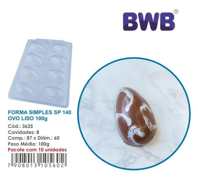 Imagem de 3 Formas Ovo de Páscoa 100g simples bwb 3625 sp 140 8 cavidades