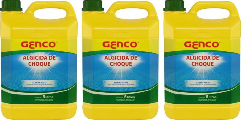 Imagem de 3 Galão Algicida De Choque 5 Litros Genco Limpeza Agua Verde