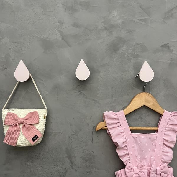 Imagem de 3 Ganchos de parede infantil decoração boho gota rosa 3GoMk6