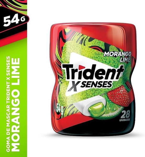 Imagem de 3 Goma Mascar Morango Lime Trident X Senses 28 Unidades 54g