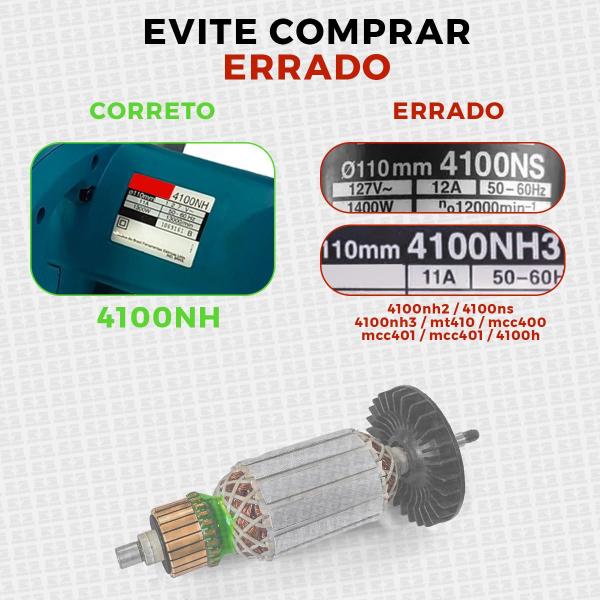 Imagem de 3 Induzidos + Rolamentos Serra Marmore Makita 4100nh 220v