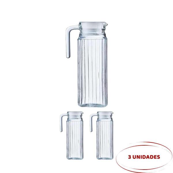Imagem de 3 Jarras De Vidro 1 Litro Suiça Transparente Suco Água