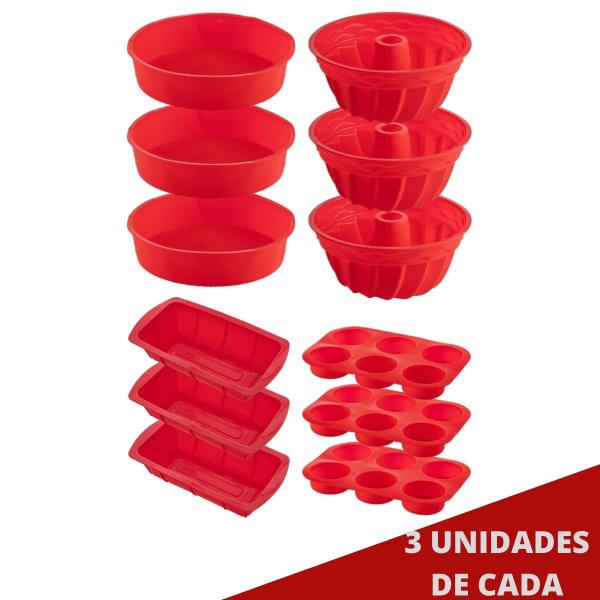 Imagem de 3 Kit Formas Silicone Redonda Espiral Pães Cupcake Sortida