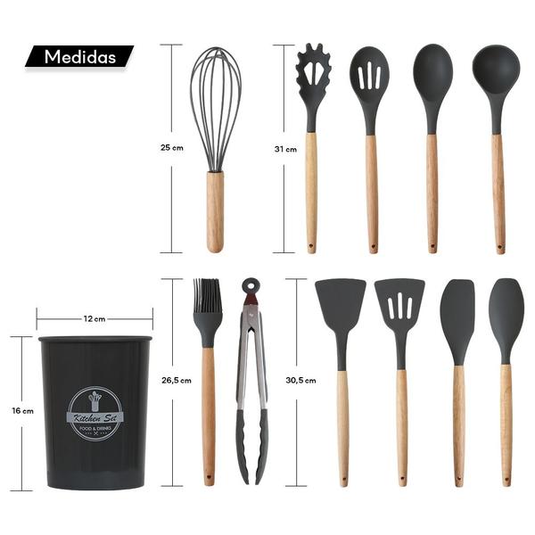 Imagem de 3 Kit Utensílios Cozinha de Silicone Premium Antiaderente