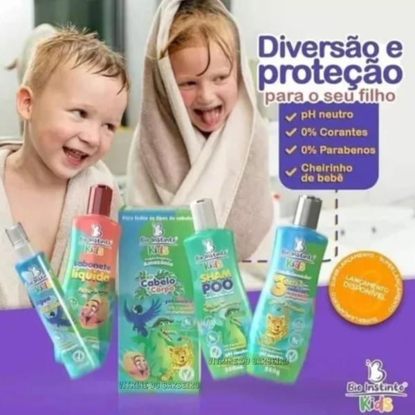 Imagem de 3 Kits Banho Cuidado Infantil Para Cabelo Corpo Kids Higiene