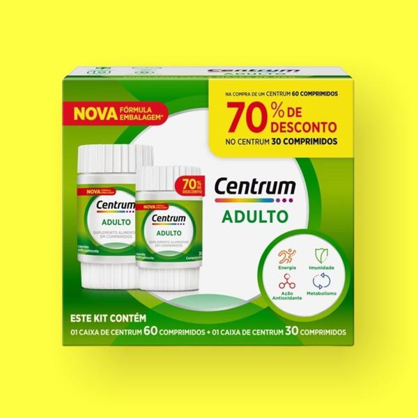 Imagem de 3 Kits Centrum Adulto Multivitamínico de A a Zinco 60 +30 Comprimidos