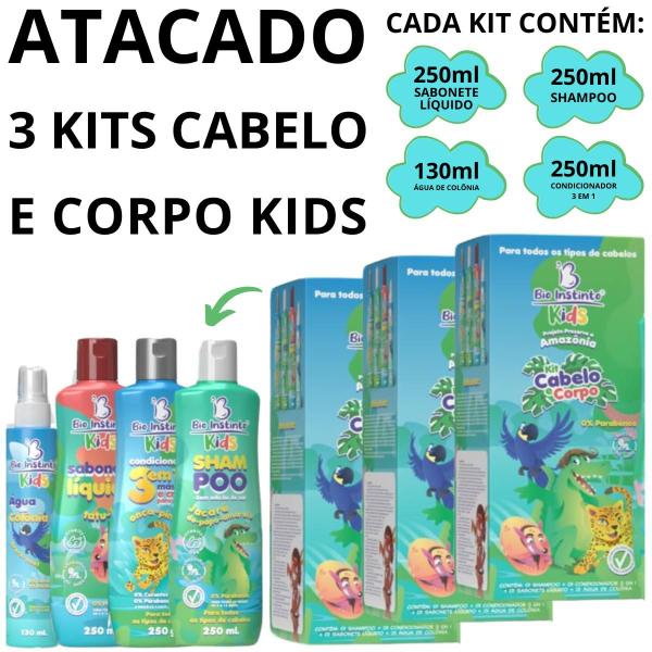 Imagem de 3 Kits Higiene Recém Nascido e Criança Kit Cabelo Corpo Kids