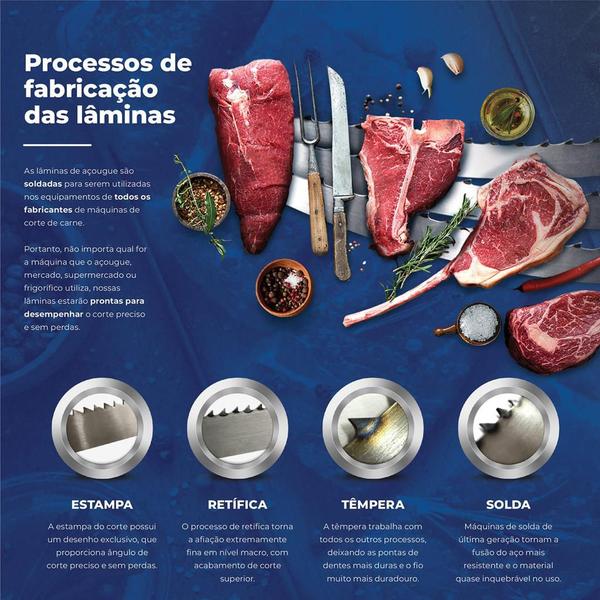 Imagem de 3 Lâminas de Serra Fita 2,82m de Açougue Corta Carne Kit