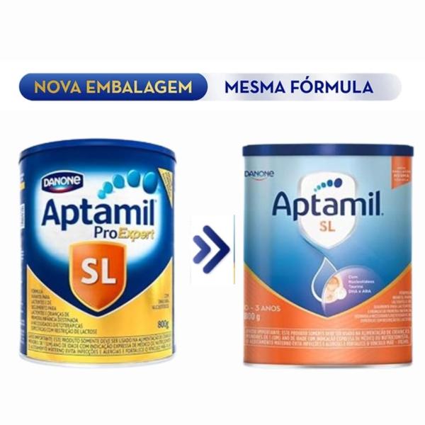 Imagem de 3 latas -Aptamil Sl  Fórmula Infantil Em Pó Danone -800g - Sem lactose