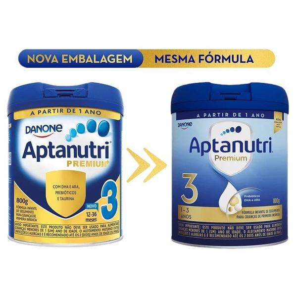 Imagem de 3 Latas Aptanutri Premium 3 Fórmula Infantil Em Pó Danone 800 gr 