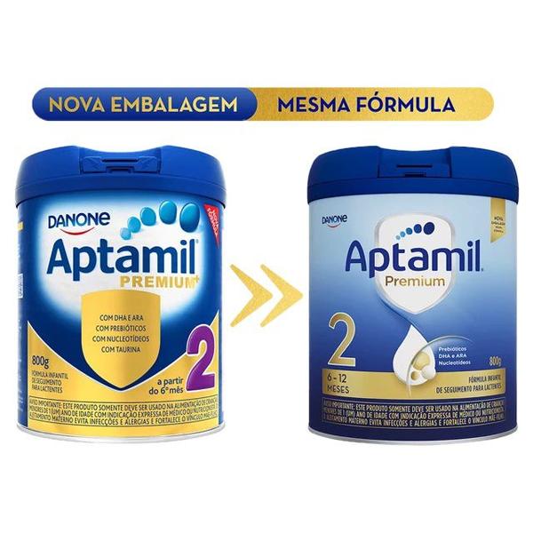 Imagem de 3 latas- Fórmula Infantil em pó Aptamil Premium 2 Danone- 800gr