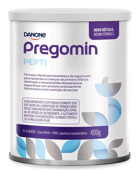 3 latas Pregomin Pepti - Fórmula infantil em pó Danone- 400gr Imagem de 3 latas Pregomin Pepti - Fórmula infantil em pó Danone- 400gr
