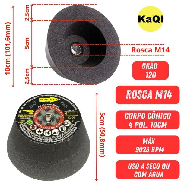 Imagem de 3 Lixas Grão 4 Pol. 100Mm Diamantada + 1 Rebolo Cônico 45