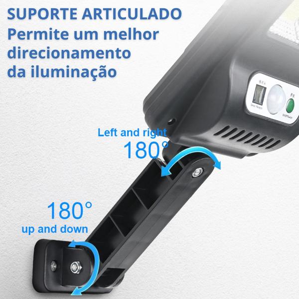 Imagem de 3 Luminária Solar Led Iluminação Luz Noturna Com Sensor Movimento Suporte Parede Jardim Garagem