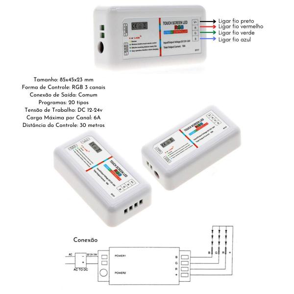 Imagem de 3 Luminárias Leds 12V Piscina Rgb 9W Controladora Módulo