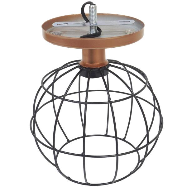 Imagem de 3 Lustre Teto Plafon + 3 Lâmpada Led Industrial Aramado Globo Preto Retrô Vintage Cobre Rose Gold