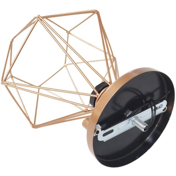 Imagem de 3 Lustre Teto Plafon + 3 Lâmpada Led St64 Industrial Aramado Diamante Retrô Vintage Cobre Rose Gold