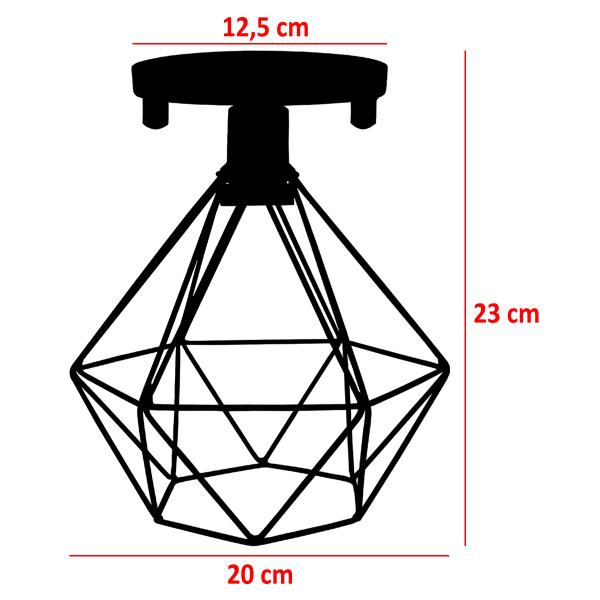 Imagem de 3 Lustres Teto Plafon + 3 Lâmpadas Led St64 Industrial Aramado Diamante Retrô Vintage Branco