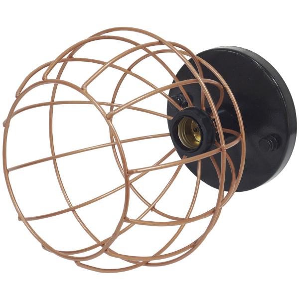 Imagem de 3 Lustres Teto Plafon Industrial Aramado Globo Cobre Rose Retrô Luminária Vintage Preto Agp Ilumini